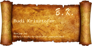 Budi Krisztofer névjegykártya